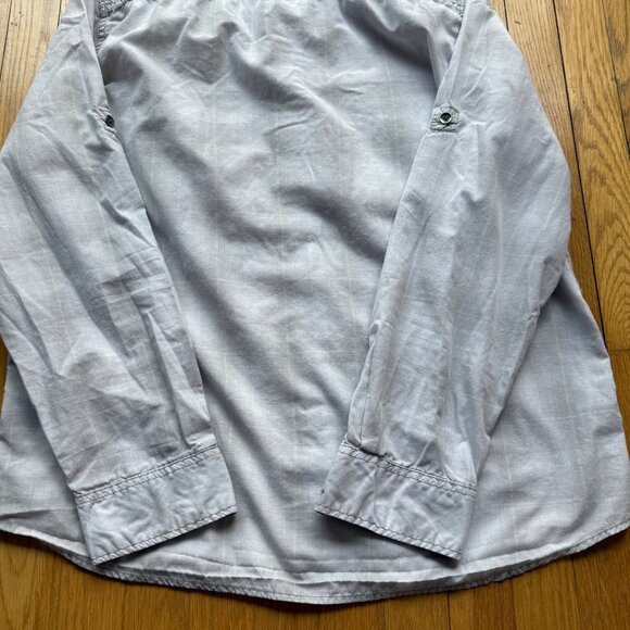 Rock & Republic Size XL Light Gray Plaid Utility Chest Pockets Button-Up Shirt - Picture 13 of 13